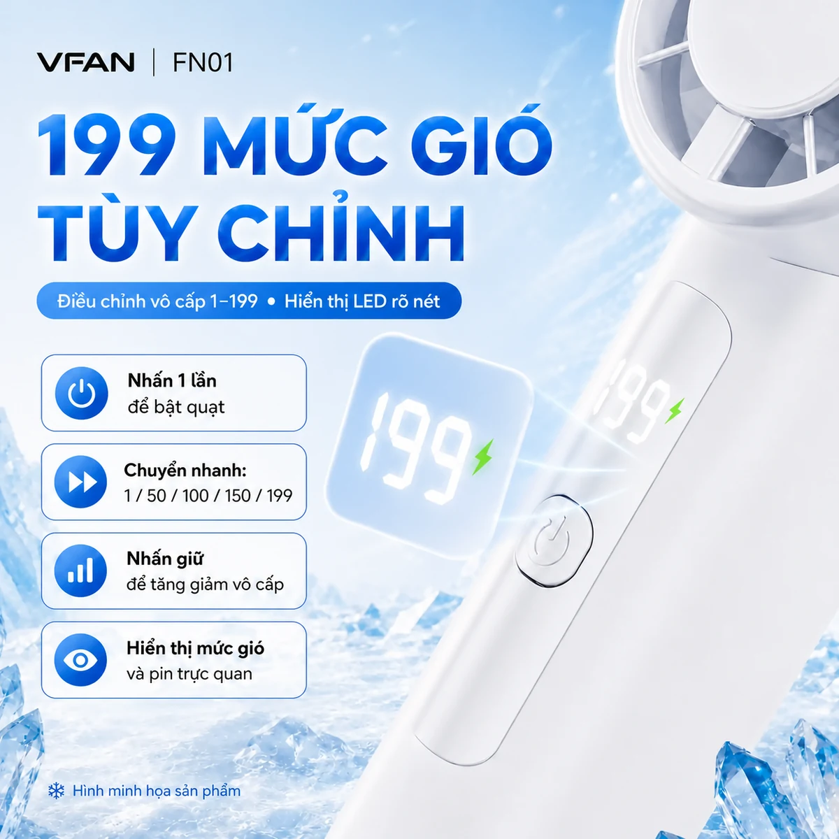Quạt tích điện mini VFAN FN01 - ảnh sản phẩm 2