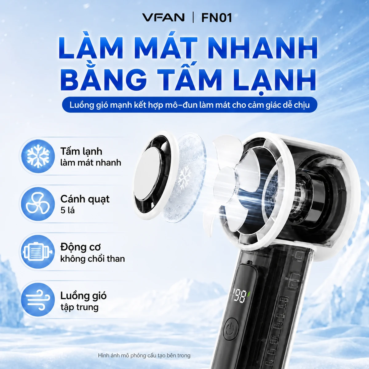 Quạt tích điện mini VFAN FN01 - ảnh sản phẩm 3