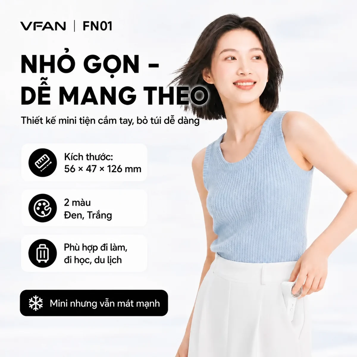 Quạt tích điện mini VFAN FN01 - ảnh sản phẩm 4