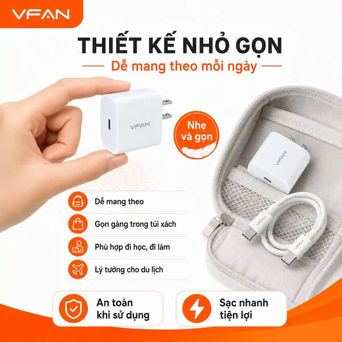 Củ sạc nhanh VFAN US08 - ảnh sản phẩm 3