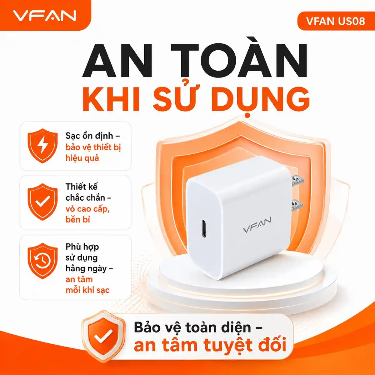 Củ sạc nhanh VFAN US08 - ảnh sản phẩm 4