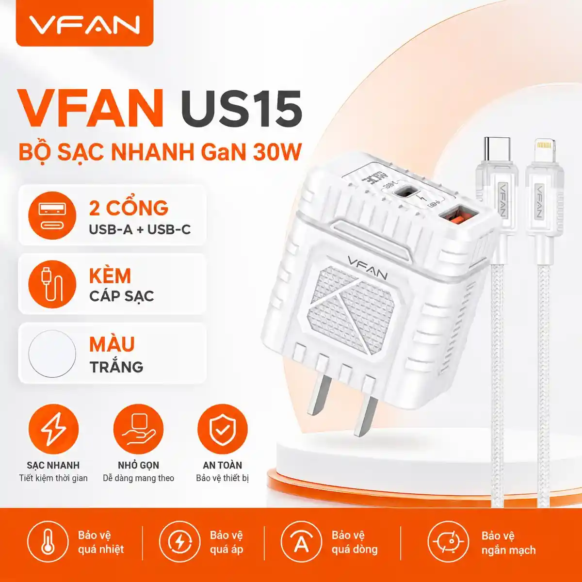 Củ sạc nhanh VFAN US15 - ảnh sản phẩm 1