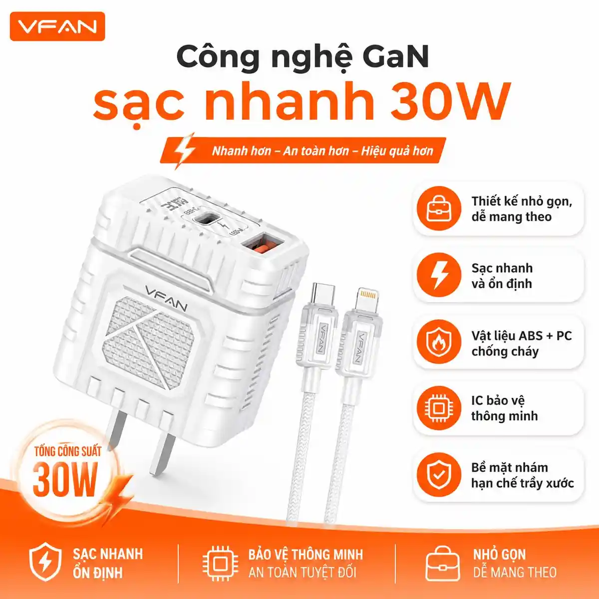 Củ sạc nhanh VFAN US15 - ảnh sản phẩm 2