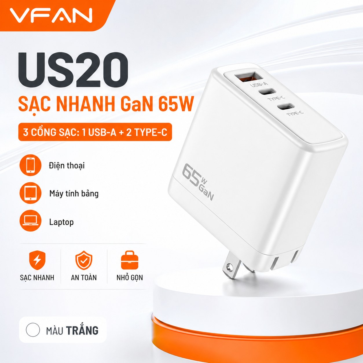 Củ sạc nhanh VFAN US20 hình ảnh sản phẩm