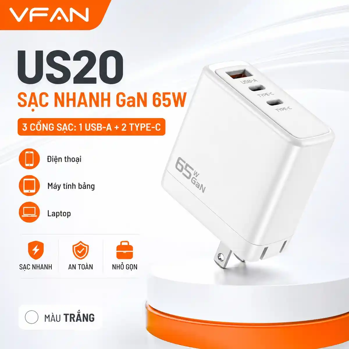 Củ sạc nhanh VFAN US20 - ảnh sản phẩm 1