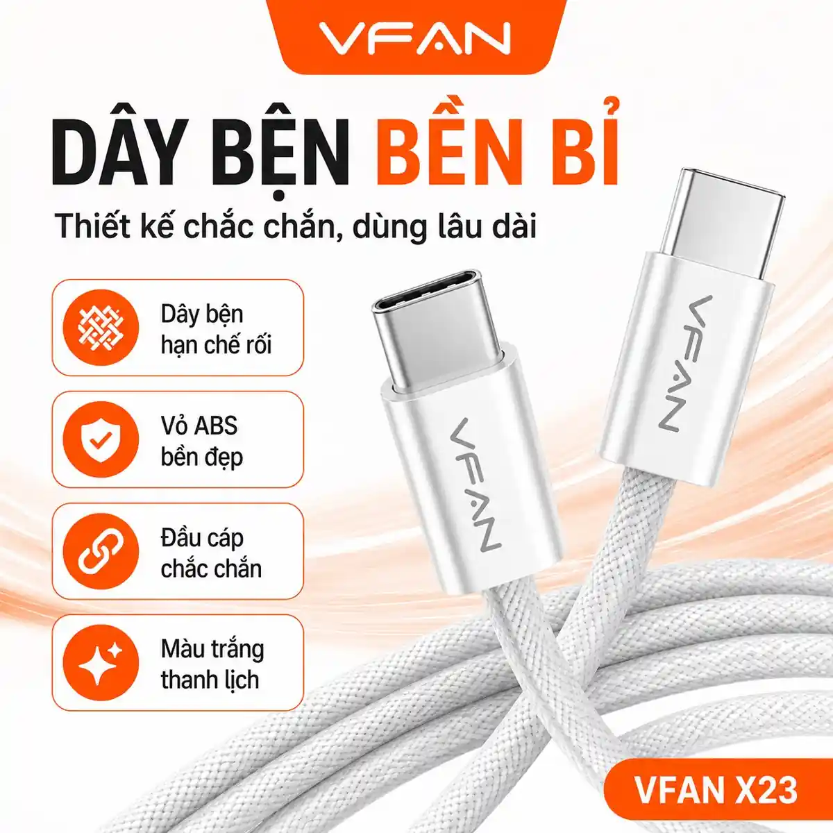 Cáp sạc VFAN X23 - ảnh sản phẩm 3